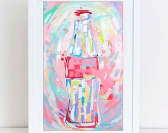 Coke Bottle "Soft Violet" Coca-Cola Painting Print - K008
