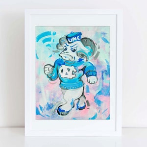 North Carolina Tarheels &quot;Vintage Marching Ramses&quot;  | Archival-Quality UNC Art Print by Brandon Thomas