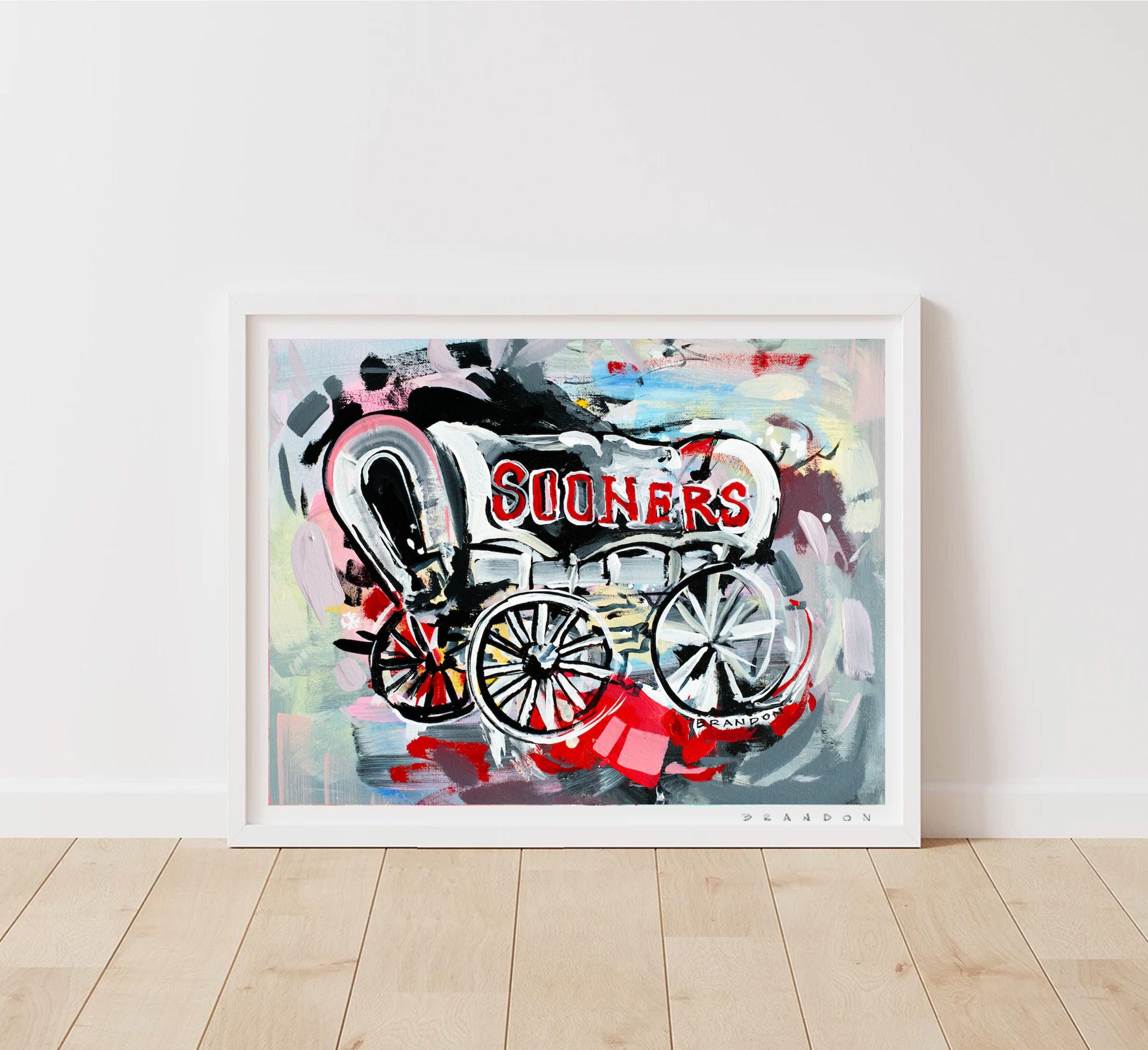 Oklahoma Sooners Boomer Schooner Wagon Painting Print - Etsy