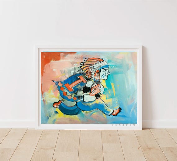 Illinois Fighting Illini "Vintage Chief Illiniwek" by Brandon Thomas | Archival-Grade Giclee Fine Art Print