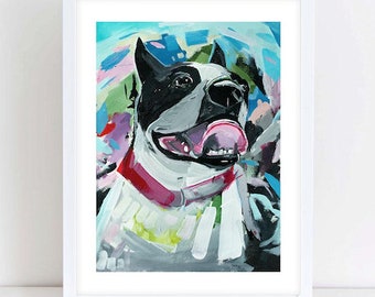 Boston Terrier or French Bulldog Painting Print. -D1011