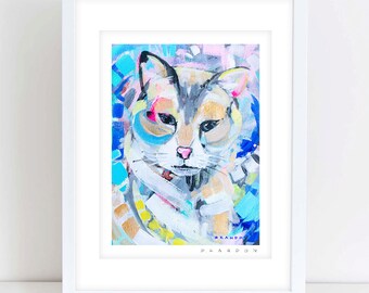 Clean Blue Cat Painting Print