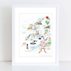 Impression numérique d'illustrations « Lake Burton Map » du camp High Harbor