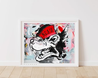 North Carolina State Wolf Pack &quot;Vintage Tuffy&quot; | Archival-Quality NC State Wall Art Print