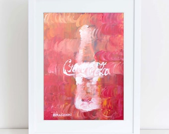 Coke Bottle "Crimson" Coca-Cola Painting Print - K007
