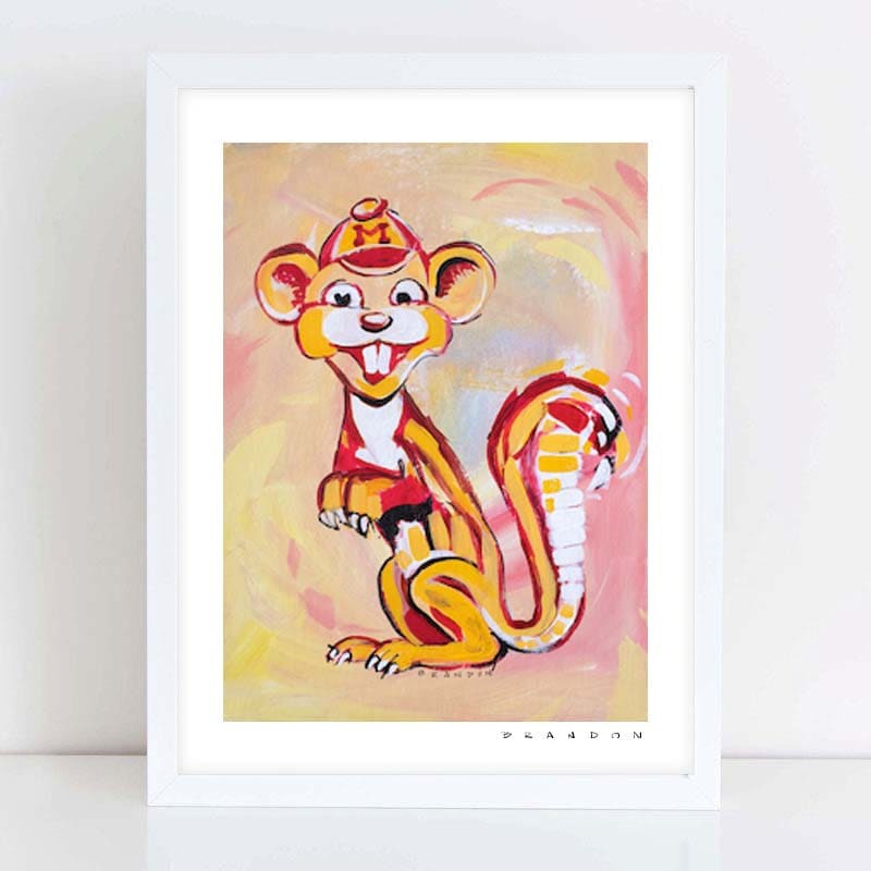 University of Minnesota Golden Gophers Throwback Goldy Painting Print