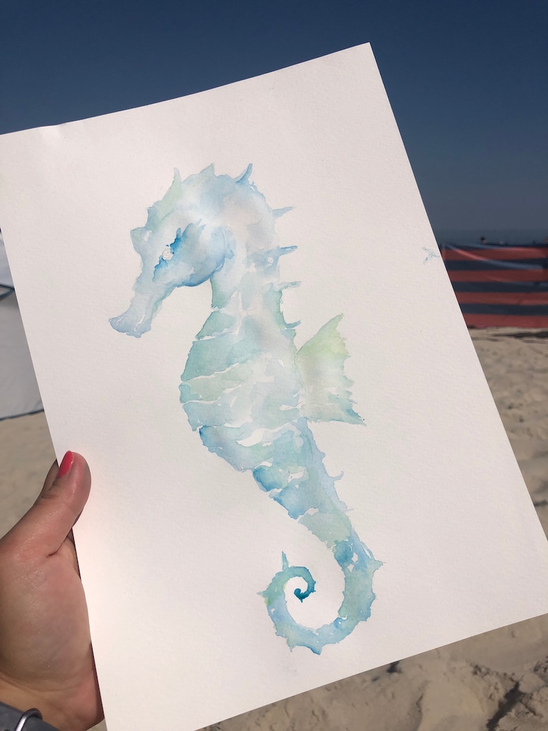 A4 Seahorse Wall Art Seahorses Couple Print Nautical Home Decor Unframed