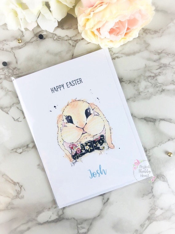Tarjeta De Pascua Hecha A Mano Personalizado hijo nieto sobrino Easter Bunny