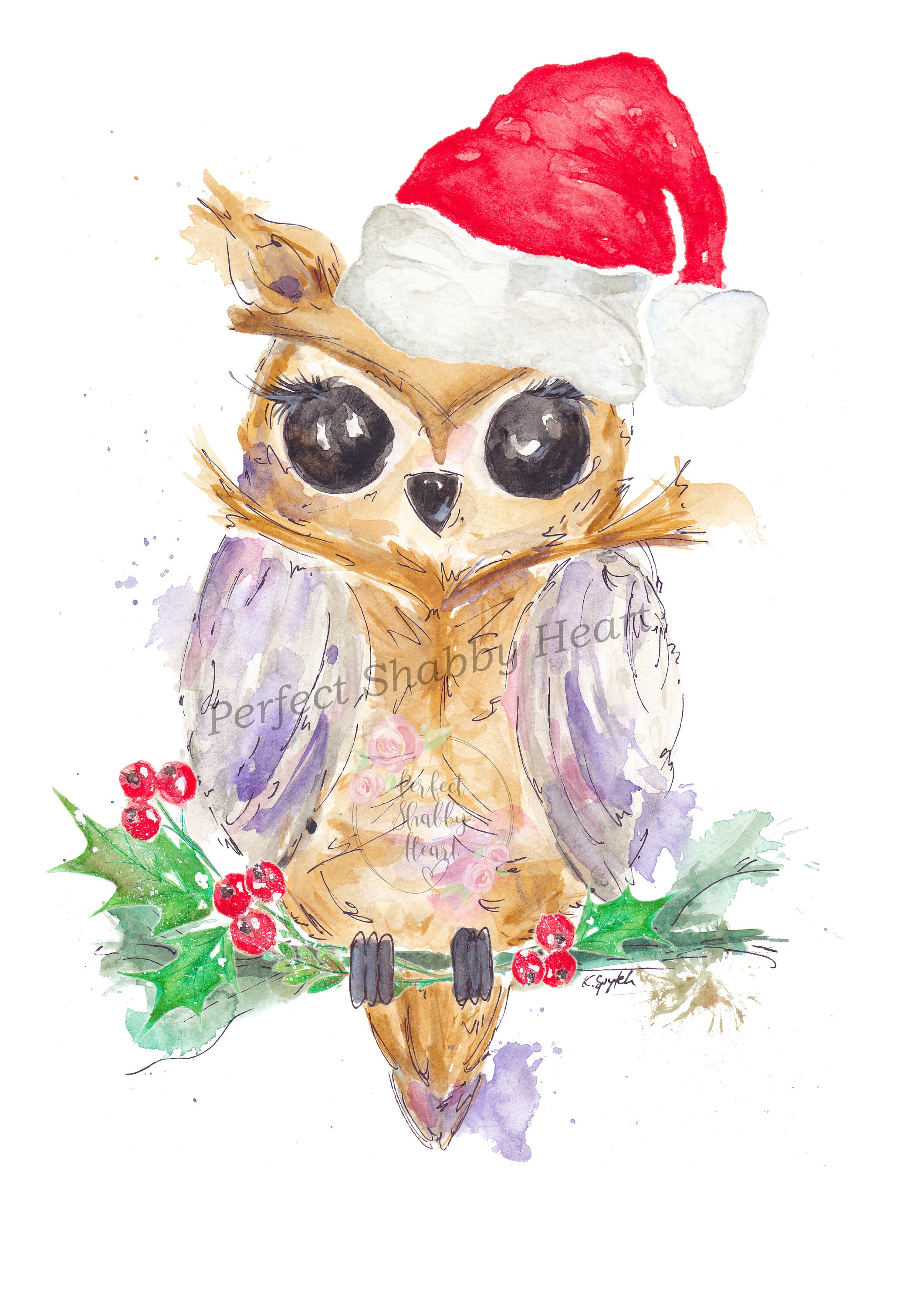 Owl Christmas Cards Sets Of 2 4 Or 8 Blank Inside 5 Etsy