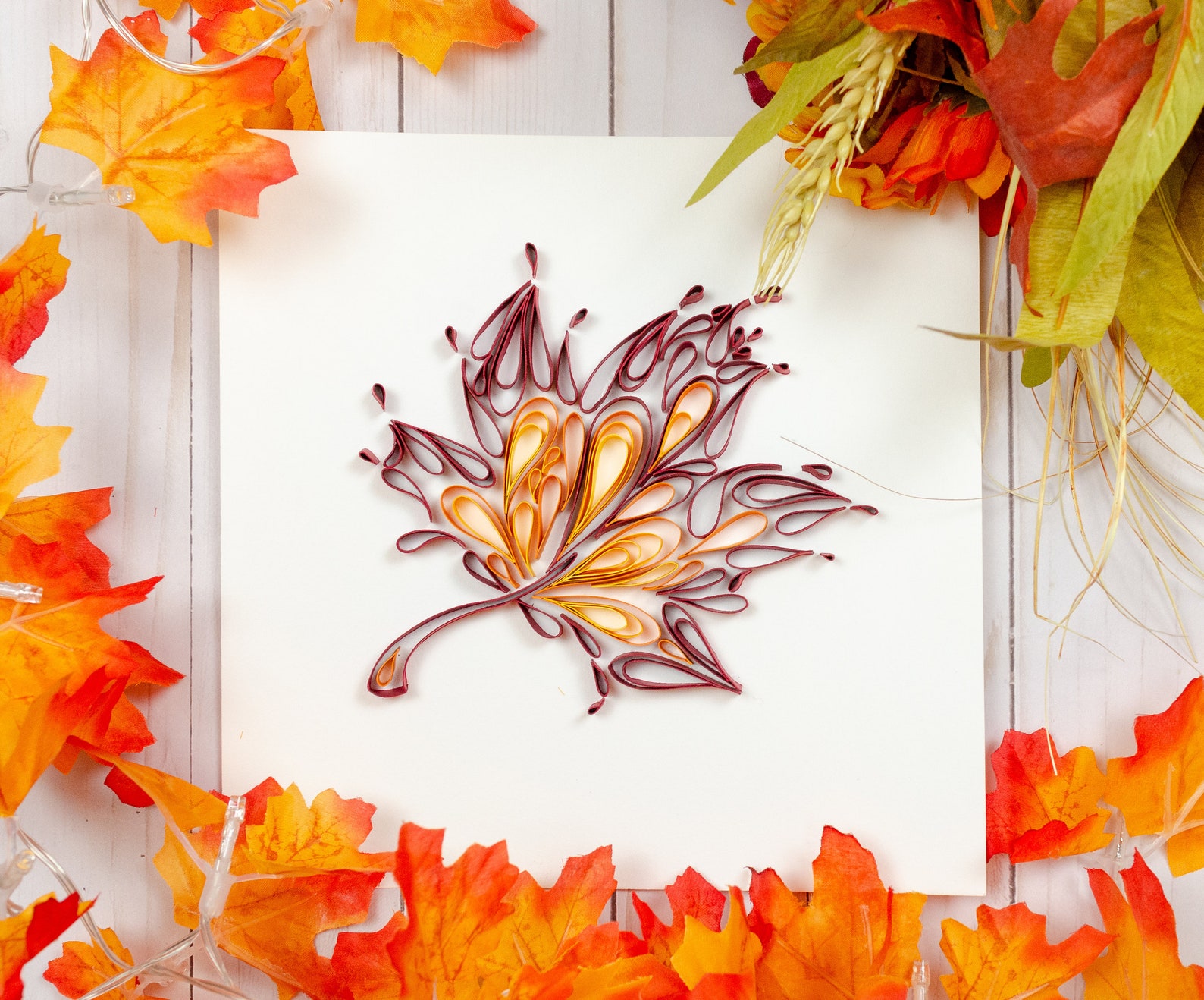 Quilling Autumn Leaf - Mahagon Fall Quilling Template - Maple Leaf ...