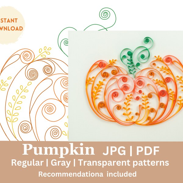 Quilling pattern - Fall Quilling Pumpkin Template - Quilling pattern for Beginners - Thanksgiving Quilling