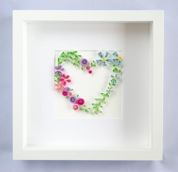 Modern Quilling Framed Paper Wall Decor Fl Heart Art