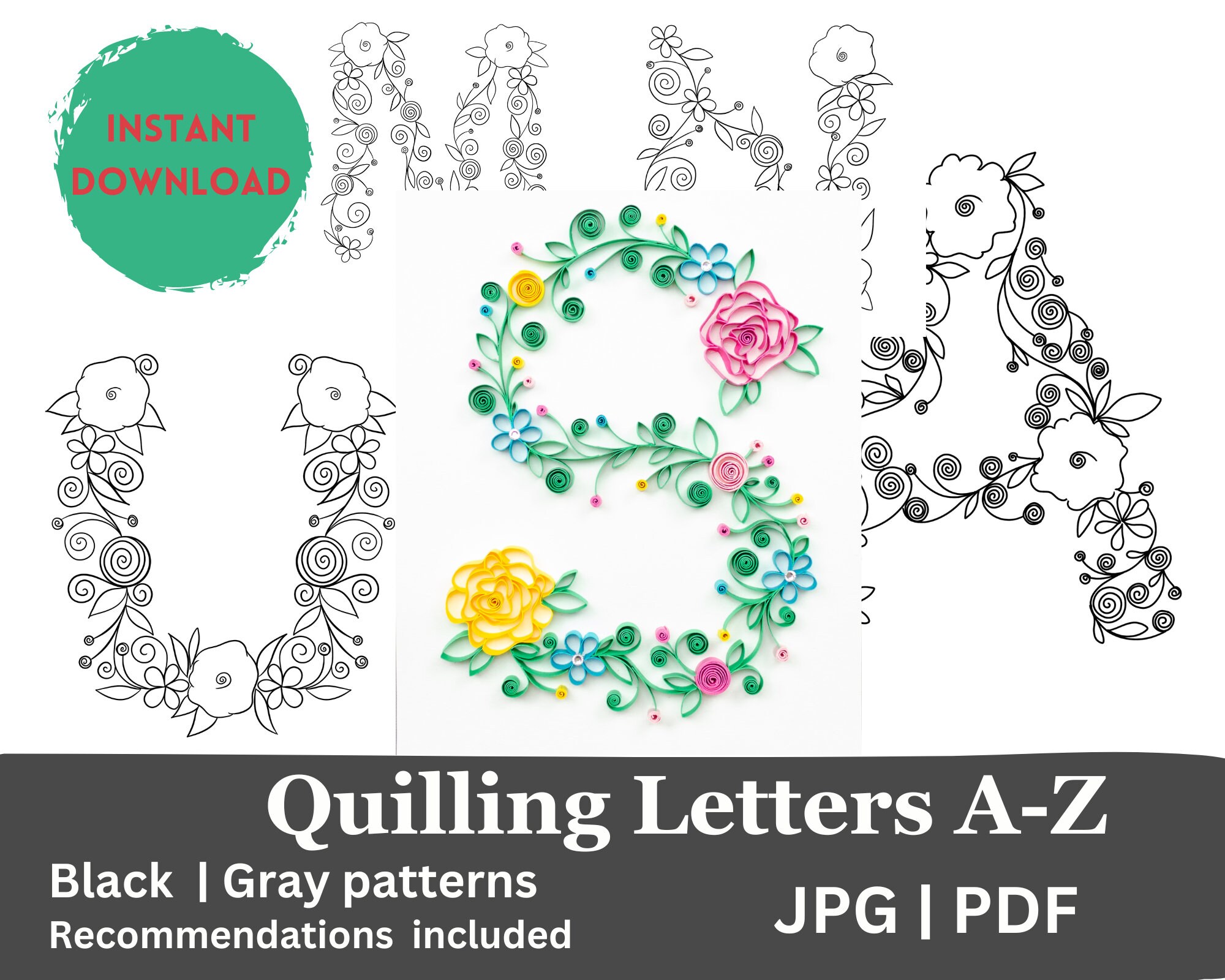 Set of Five Quilling Patterns Christmas Tree Pattern Quilling Template  Christmas Tree Christmas Ornaments 