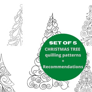 Set of Five Quilling Patterns - Christmas Tree Pattern - Quilling Template - Christmas Tree - Christmas Ornaments