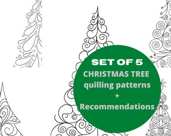 Set of Five Quilling Patterns - Christmas Tree Pattern - Quilling Template - Christmas Tree - Christmas Ornaments