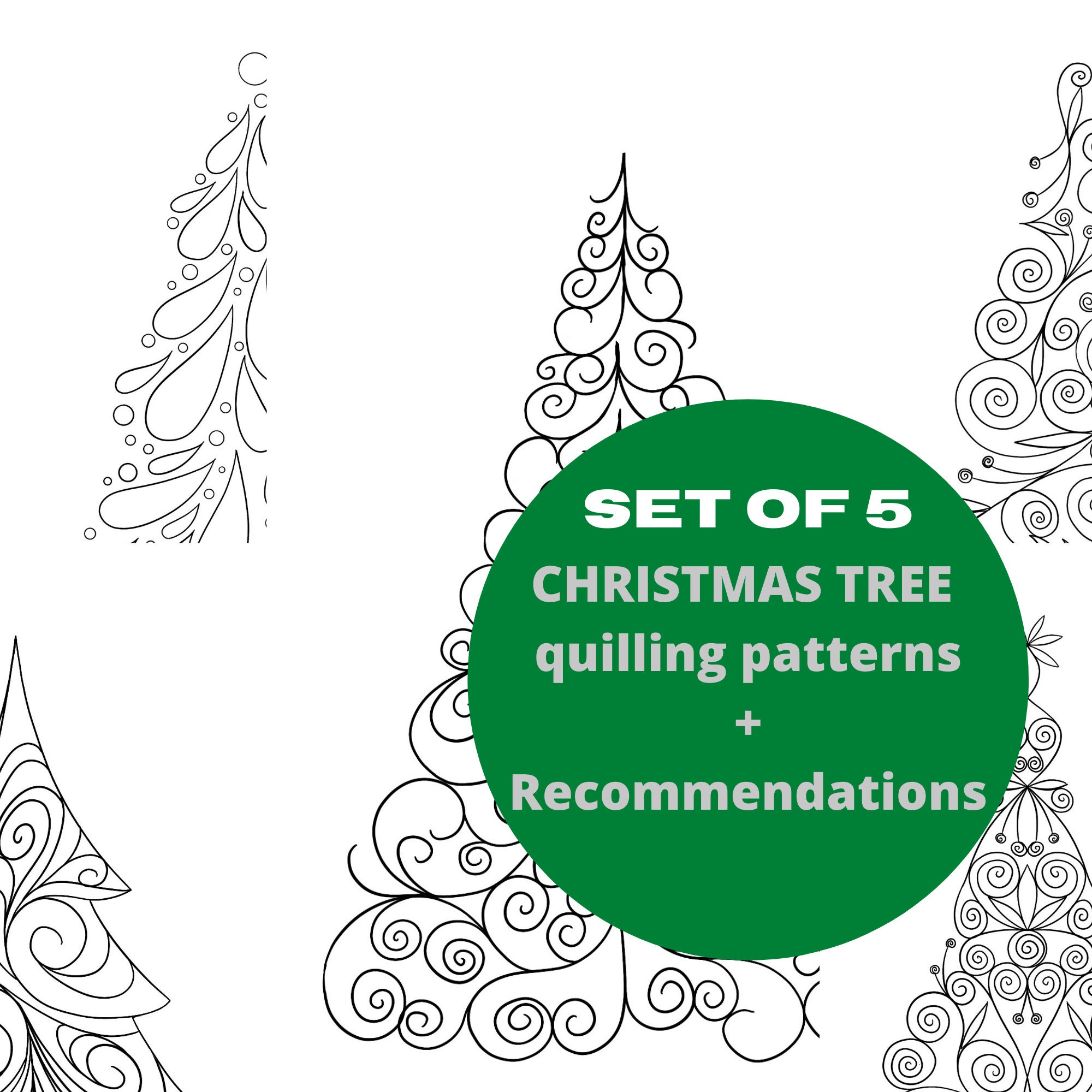 Set of Five Quilling Patterns Christmas Tree Pattern Quilling