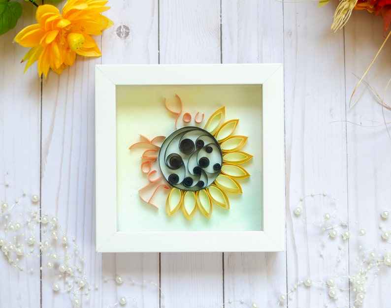 Sunflower Decoration Paper Flower Pattern Fall Template Autumn Quilling Art Quilling paper art Thank You Art image 2