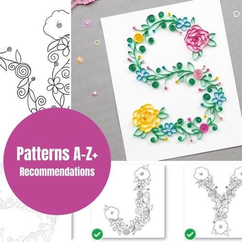 quilling floral letters uppercase 26 quilling patterns and etsy hong kong