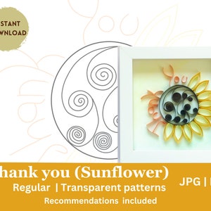 Sunflower Decoration Paper Flower Pattern Fall Template Autumn Quilling Art Quilling paper art Thank You Art image 1