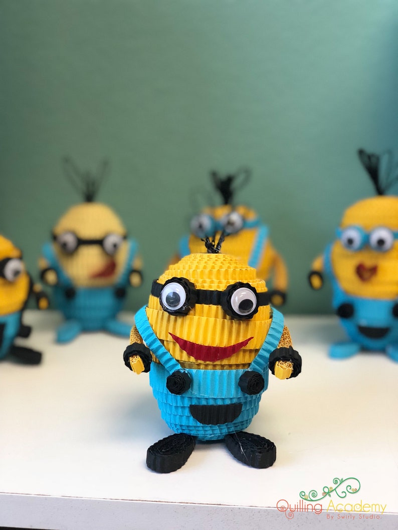 Quilling Papercraft Minion DIY 3D template corrugated kit. Etsy