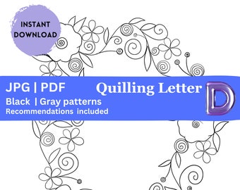 Quilling Letter D - Custom Monogram Letter - Floral Paper Pattern - Letter D Wall Hanging or Shelf Sitter - Customizable Kids Initials