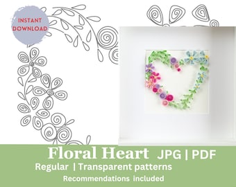 Fancy Heart - Quilling Heart Pattern - Paper Art Template - Quilling Valentine's Day gift - Gift for her him