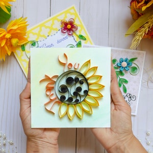 Sunflower Decoration Paper Flower Pattern Fall Template Autumn Quilling Art Quilling paper art Thank You Art image 3