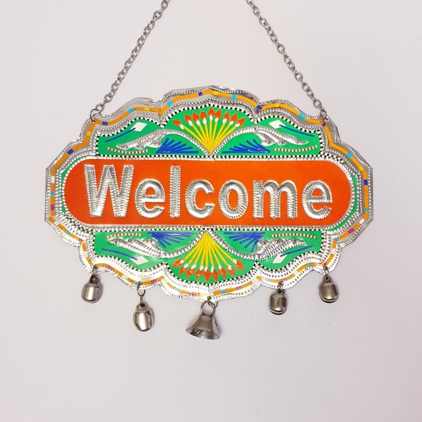 Truck art Welcome signs with bells / home decor / unique gifts