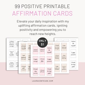 99 Inspiring Affirmation Cards for Positive Mindset, Self-Growth, & Motivation—Boost Confidence, Gratitude, and Success—Daily Inspiration