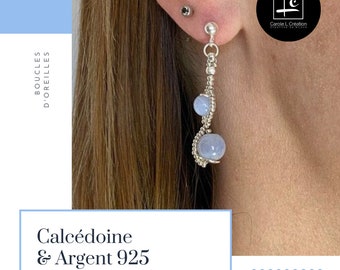 Earrings &quot;LOUISE&quot; , high quality natural stones, Silver 925, Carole L Creation, Designer Ateliers Art de France