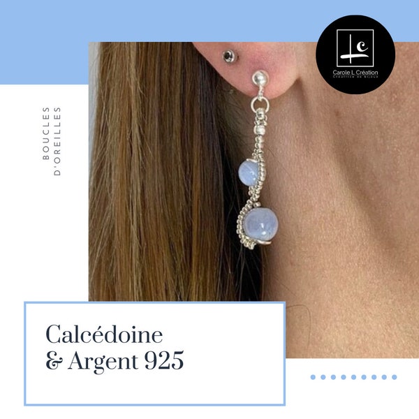 Earrings "LOUISE" , high quality natural stones, Silver 925, Carole L Creation, Designer Ateliers Art de France