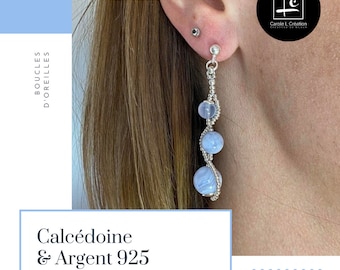 &quot;JULIA&quot; earrings, high-quality natural stones, Silver 925, Carole L Creation, Designer Ateliers Art de France
