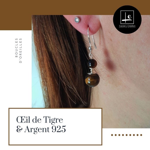 "ZOE" earrings, high quality natural stones, Silver 925, Carole L Creation, Designer Ateliers Art de France