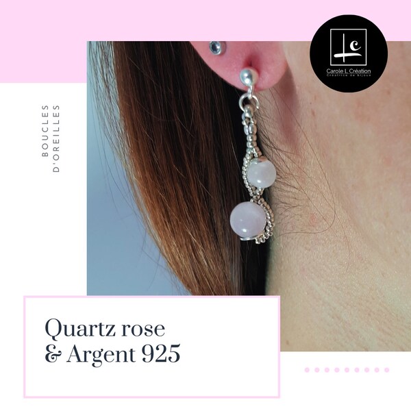 Earrings "LOUISE" , high quality natural stones, Silver 925, Carole L Creation, Designer Ateliers Art de France