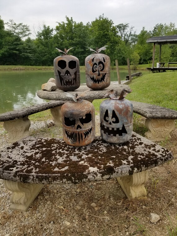 Recycled Metal Karl Pumpkin, Hillbilly Jack O Lantern, Halloween