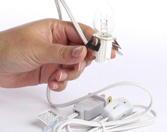 6FT Candelabra Base Socket Cord Set - White Pigtail