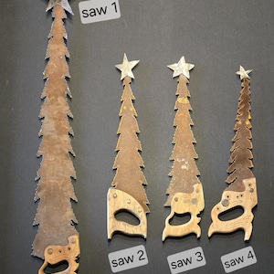 Rusty Saw Blade Tree Art: Repurposed Hand Saw Decor. Recycled scrap metal.