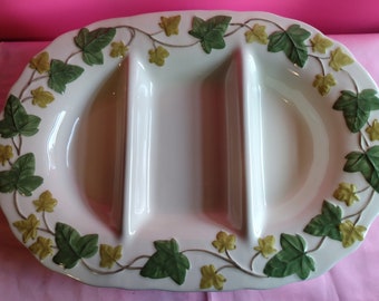 Franciscan Ivy 3 Sections Divided Dish Oval Platter. Made in Portugal. 16 3/4".   I Love Lucy pattern.