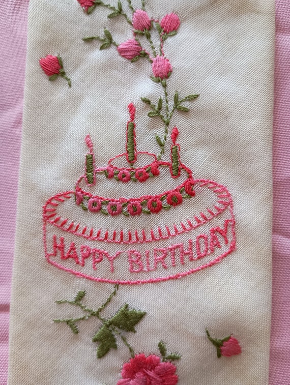 Happy Birthday Handkerchief. Birthday cake, candl… - image 4