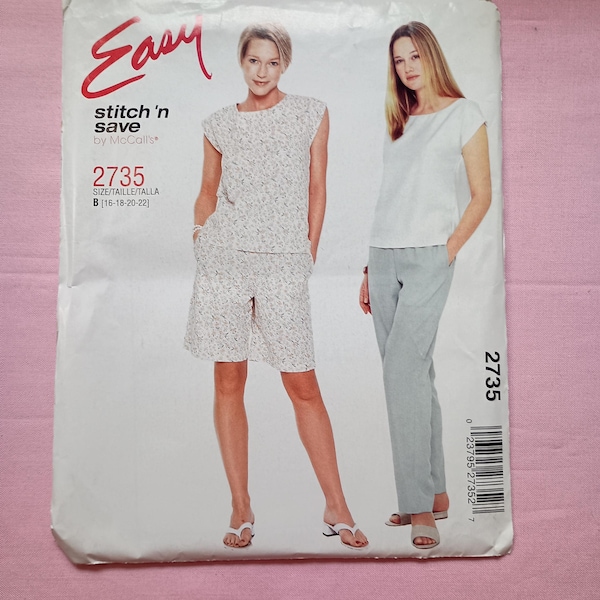 McCall's 2735 Sewing Pattern: Top, Pants, Shorts (Sizes 16-22)