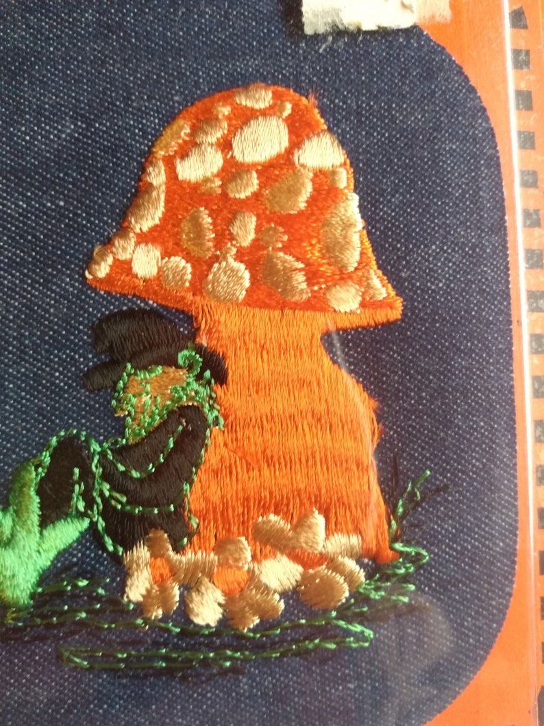 Groovy Mushroom leprechaun Iron on Embroidered Patch plus Murphy/'s Stick Tite Jeans Patch.