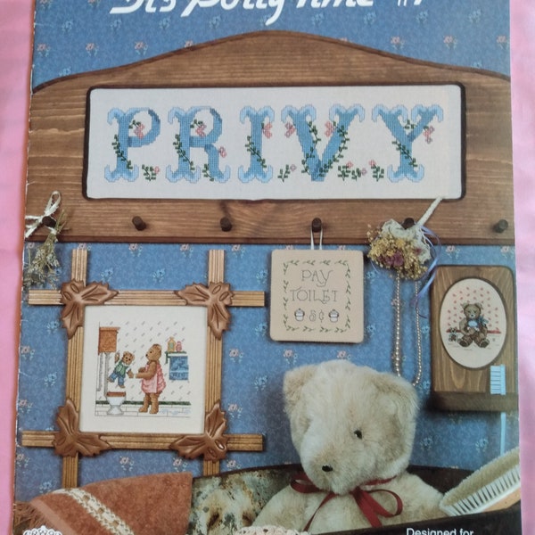 It's Potty Time #1 Cross Stitch Pattern Booklet. Canterbury Designs. Teddy Bears. Bathrooms. Slipper Tub. Outhouse. Dresser.