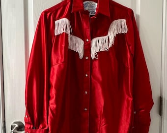 Vintage 1970s Rockmount Satin Western Wear Pearl Snap Shirt in