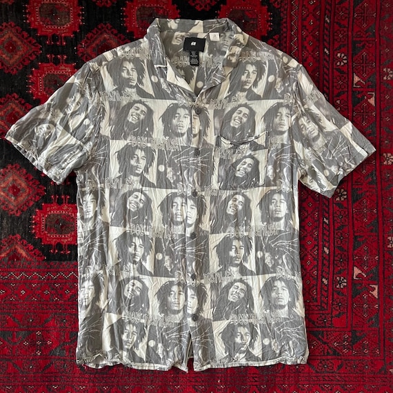 Bob Marley All Over Print Button Up Down Shirt - … - image 1