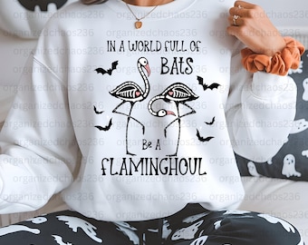 Flaminghoul Halloween PNG, Skeleton Flamingo Design (Digital Download)