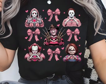 Cute Horror Valentine PNG | Horror Characters with Hearts | Spooky Valentine Clipart
