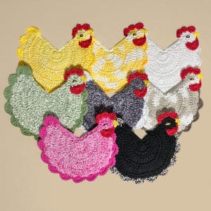 Chickens, 8 inches wide, READY-to-SHIP double thick, insulated, chicken potholders, chicken decor