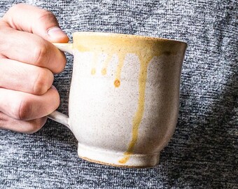 Handmade Ceramic White Speckled Drip Coffee Mug