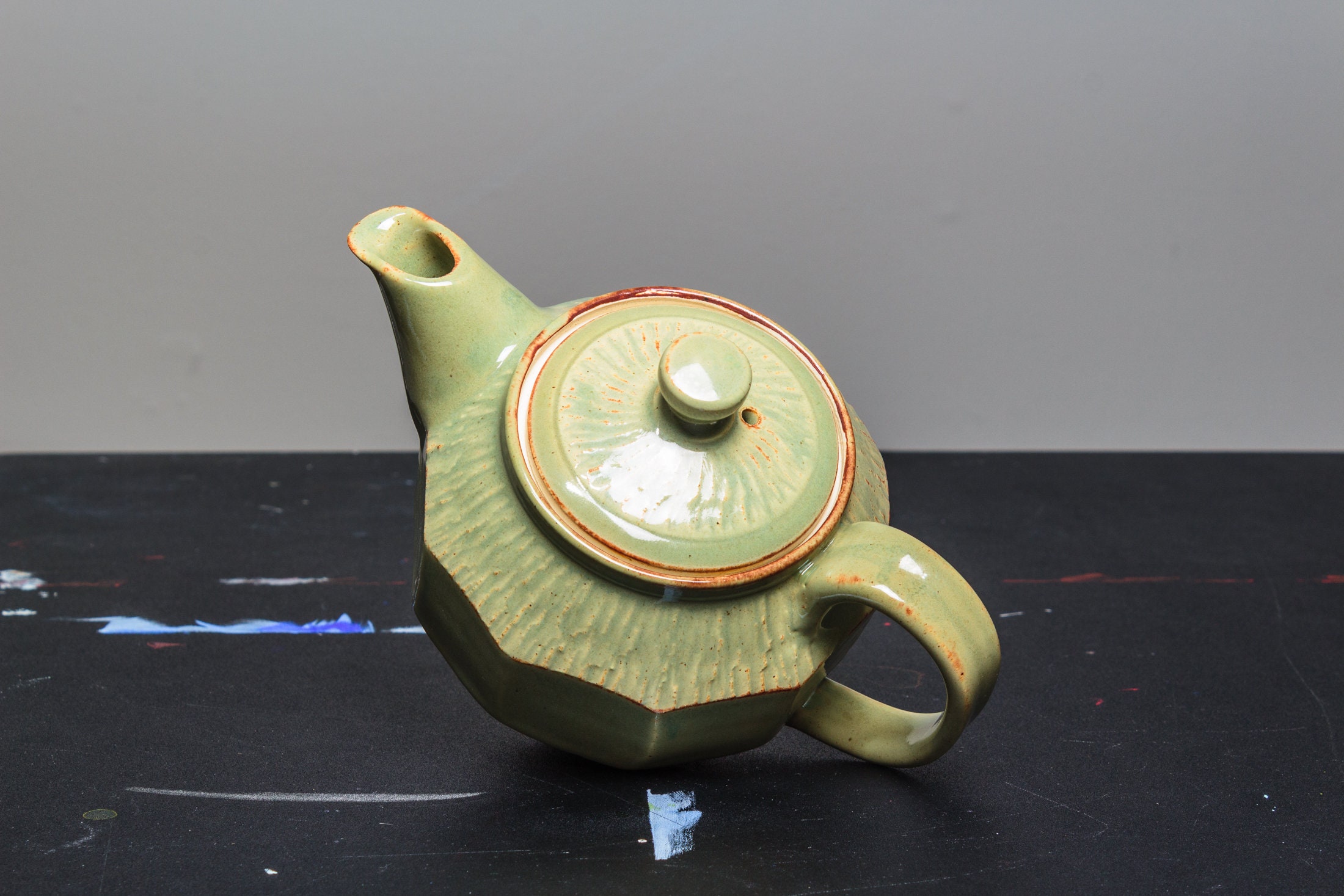 Handmade Ceramic Teapot with Eye Catching Style & Rope Wrapped Handle