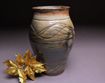 Handmade Ceramic Wavy Shino Flower Vase